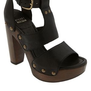 Stuart Weitzman Apron Stud Wooden Heel Sandals